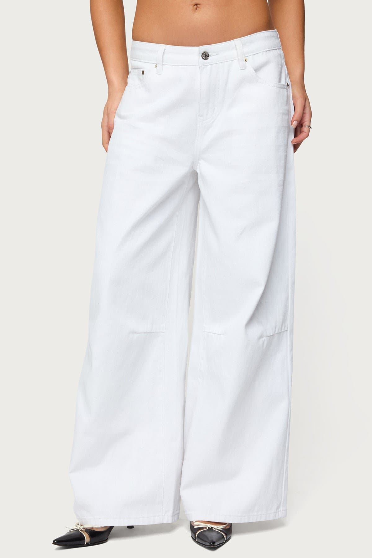 Skater Girl Washed Low Rise Baggy Jeans - 100% Cotton Oversized Fit