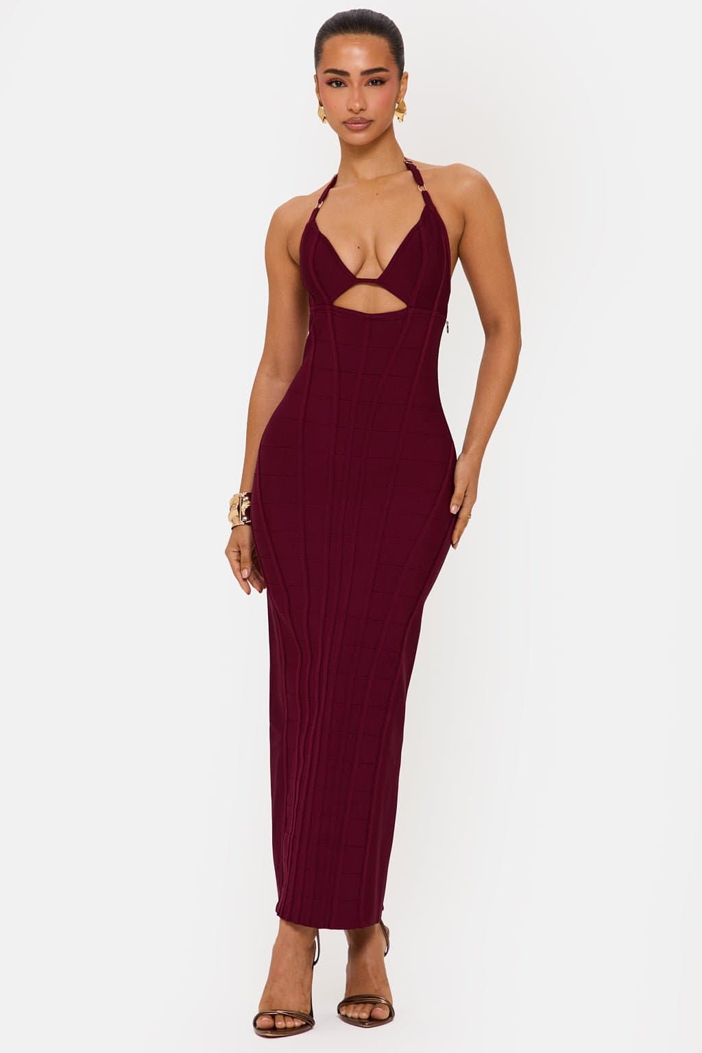 Arabella Halter Neck Bandage Midaxi Dress with Cut Out Under Bust