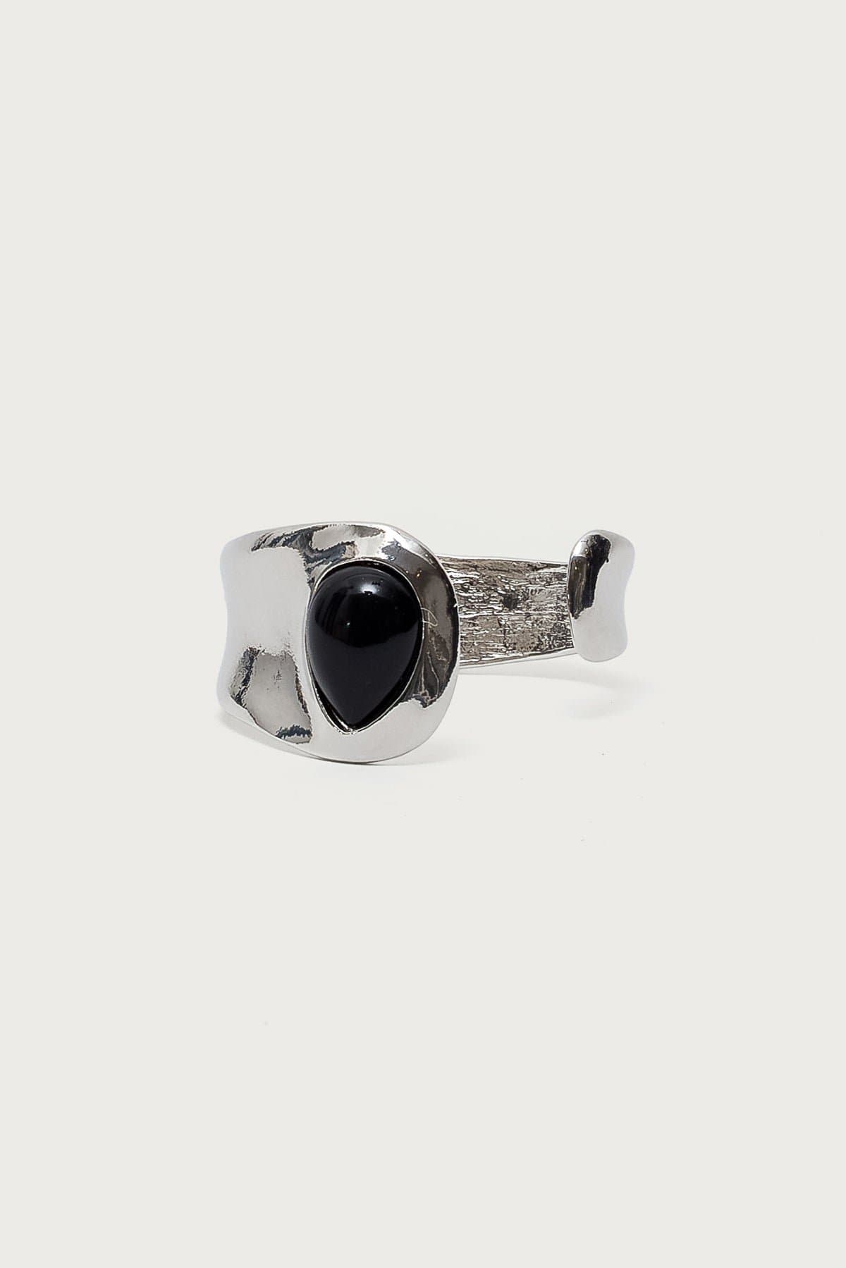 Stone Abstract Cuff Bracelet in Silver Tone Metal and Resin 2.8 Inch Length