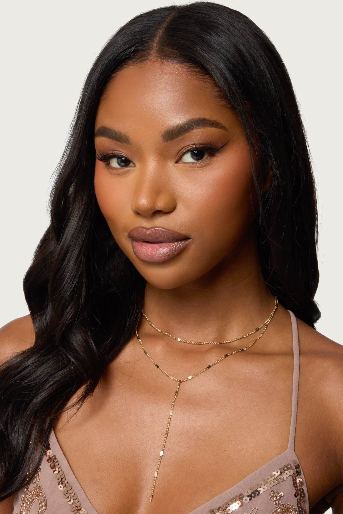 Cascading Disc Chain Necklace Set Gold Tone Layered 15.7 Inch Length