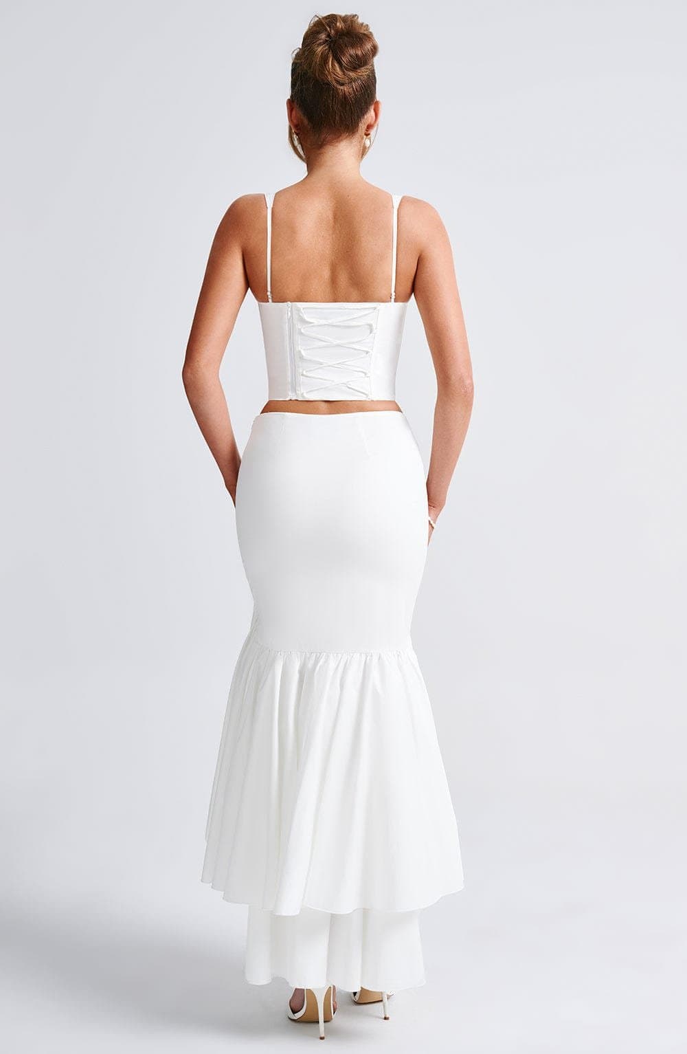 Lavinia Maxi Skirt - Ivory Cotton Blend Mid-Rise Floor-Length