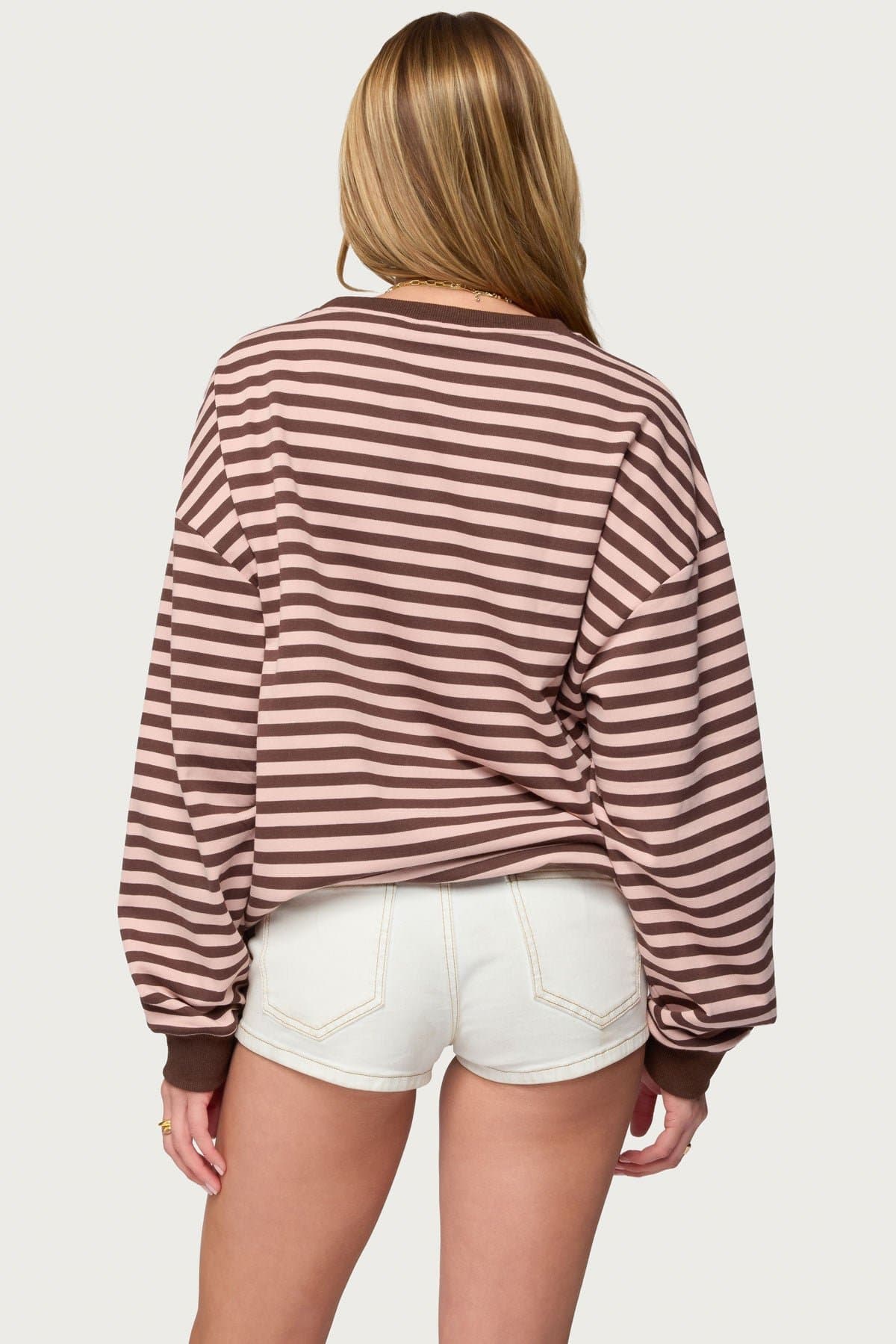 Onda Striped Crewneck Sweatshirt - Long Sleeve Cotton Polyester