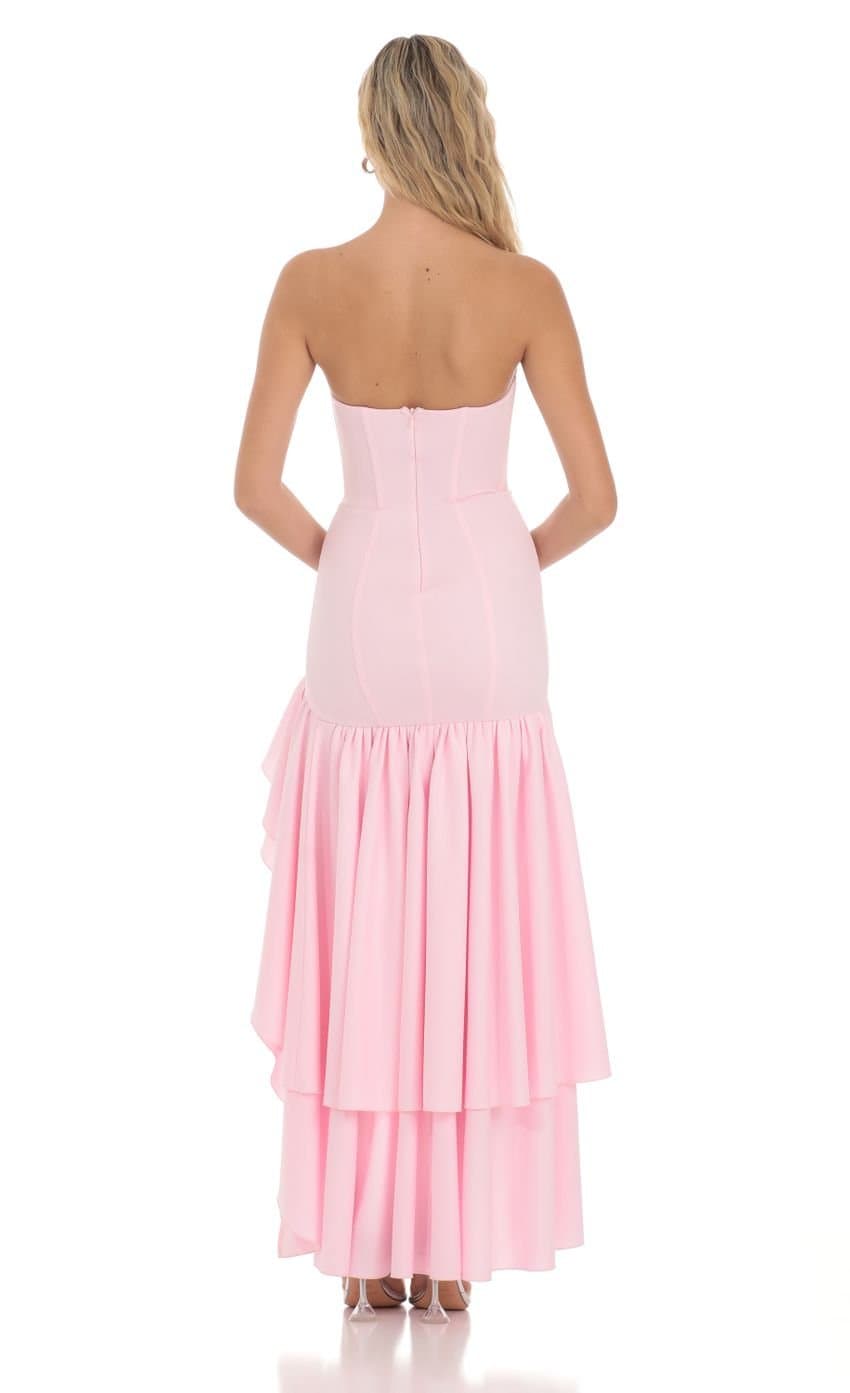 Fishtail Strapless Corset Maxi Dress in Pink