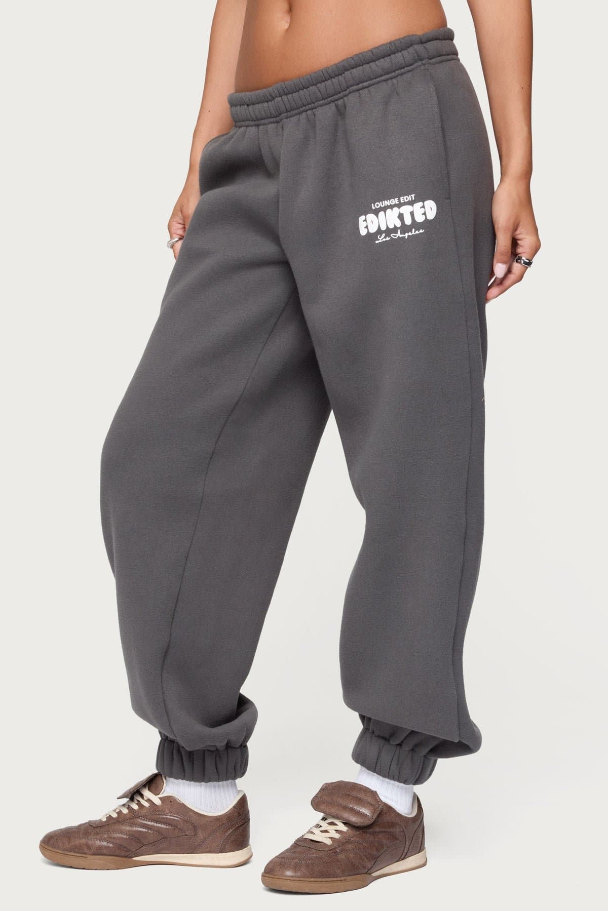 Lounge Edit Sweatpants with Elastic Waistband and Edikted Los Angeles Graphic
