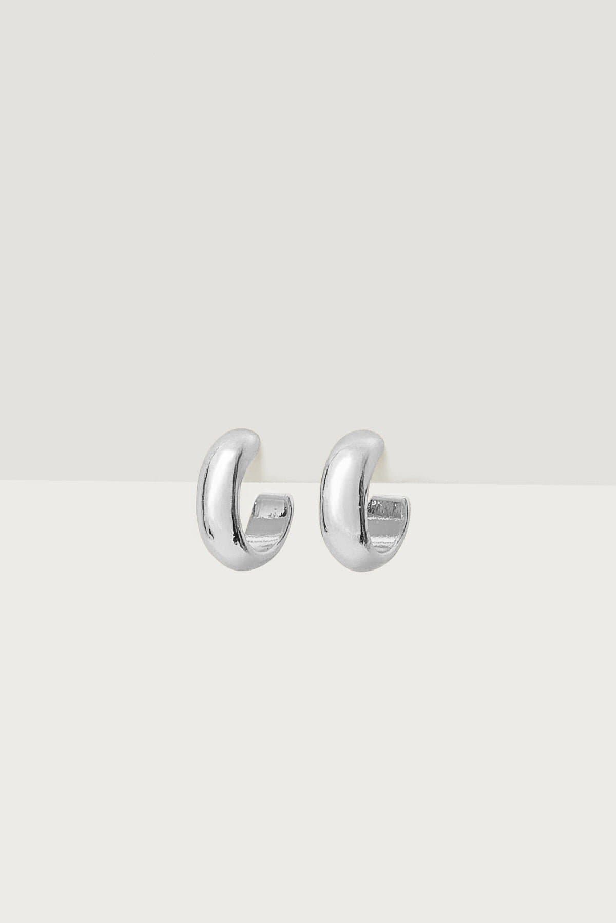 Small Hoop Earrings Silver Tone Metal 0.5 Inch Length