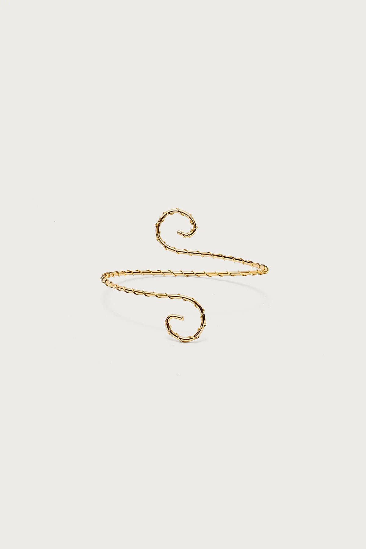 Spiral Twisted Arm Cuff Gold Tone Metal 3.5 Inch Length