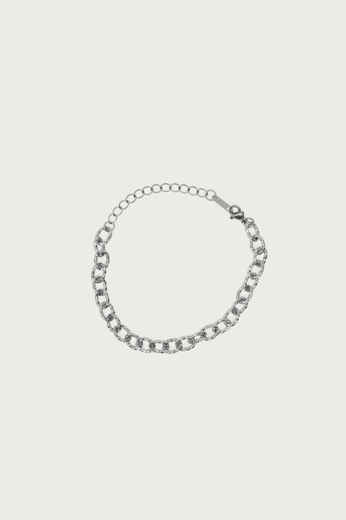 Chain Link Bracelet Silver Tone Metal 6.3 Inch Length