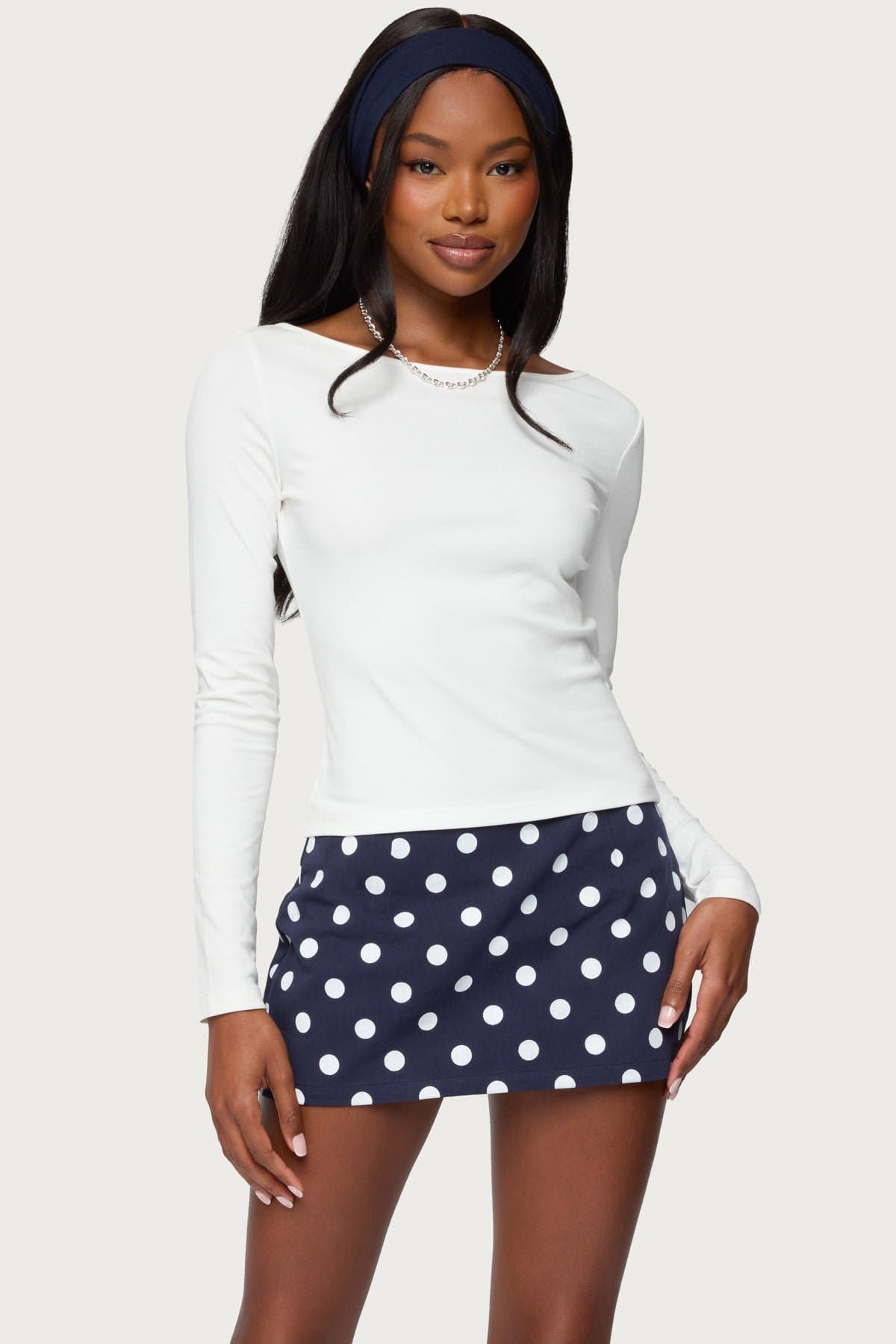 Savi Boat Neck Long Sleeve Top - Cotton Rayon Spandex Blend