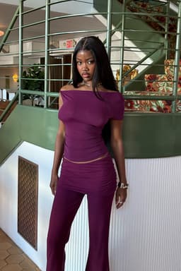 Halli Twisted Off Shoulder Top - Single Short Sleeve Mesh Nylon Spandex