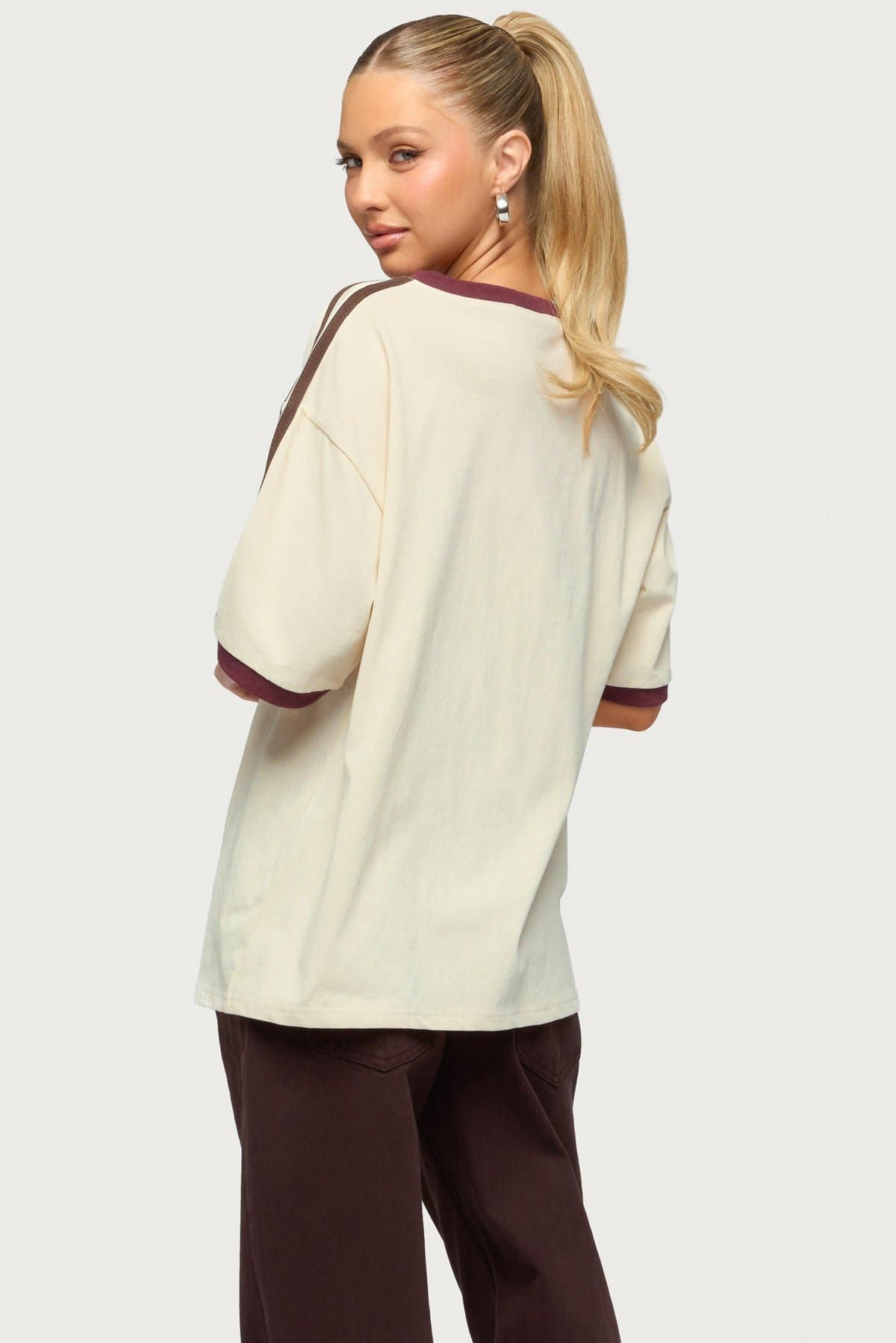 Australia 96 Contrast Oversized V-Neck T-Shirt 100% Cotton