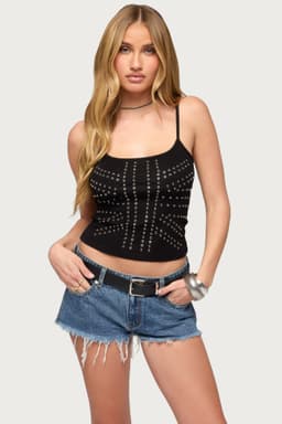 Union Jack Grommet Tank Top with Adjustable Straps - Cotton Spandex