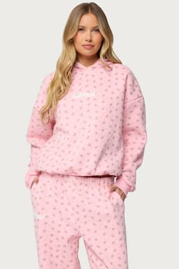 Flower Power Hoodie with Edikted Graphic Floral Print Polyester Cotton