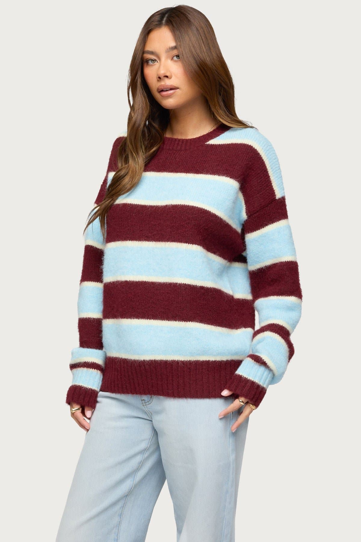 Conrad Striped Oversized Sweater - Polyester Nylon Wool Spandex Knit