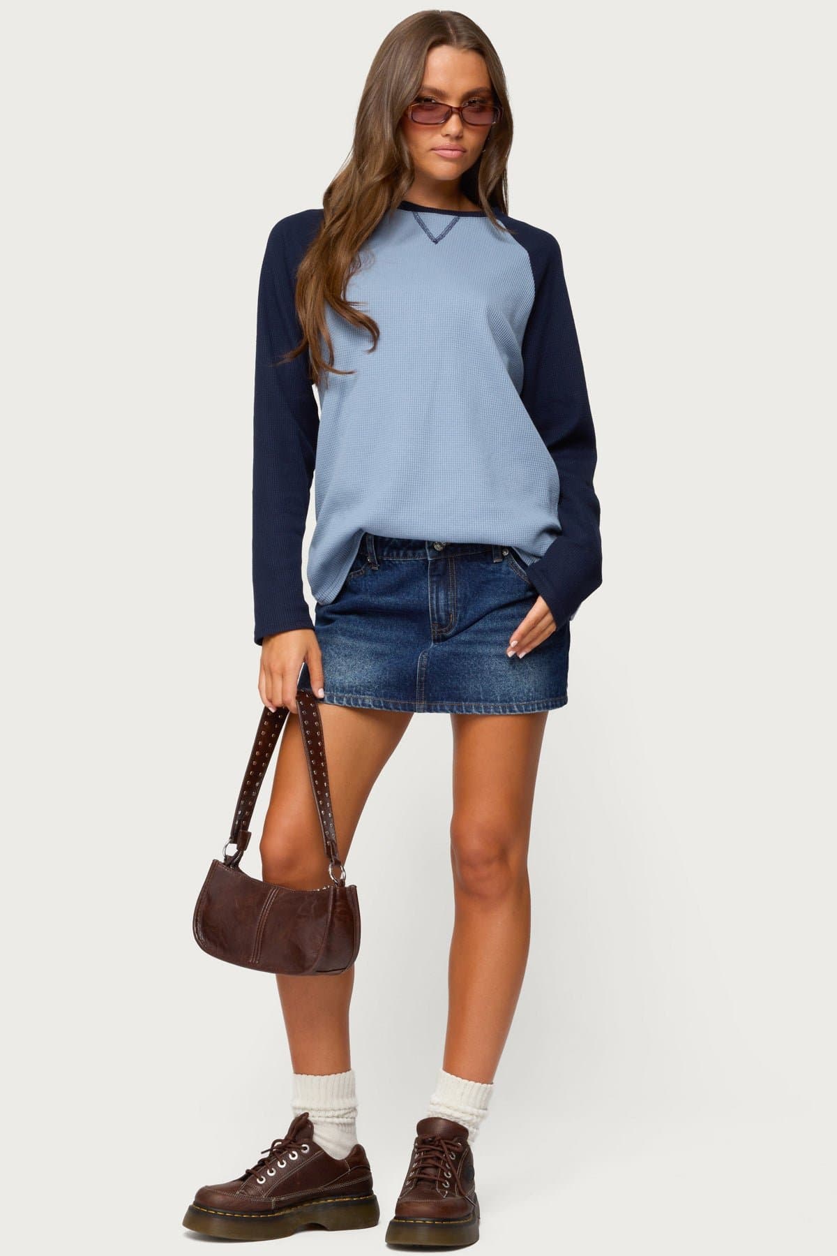 Me Time Oversized Waffle Top - Long Sleeve Loungewear in Polyester Cotton