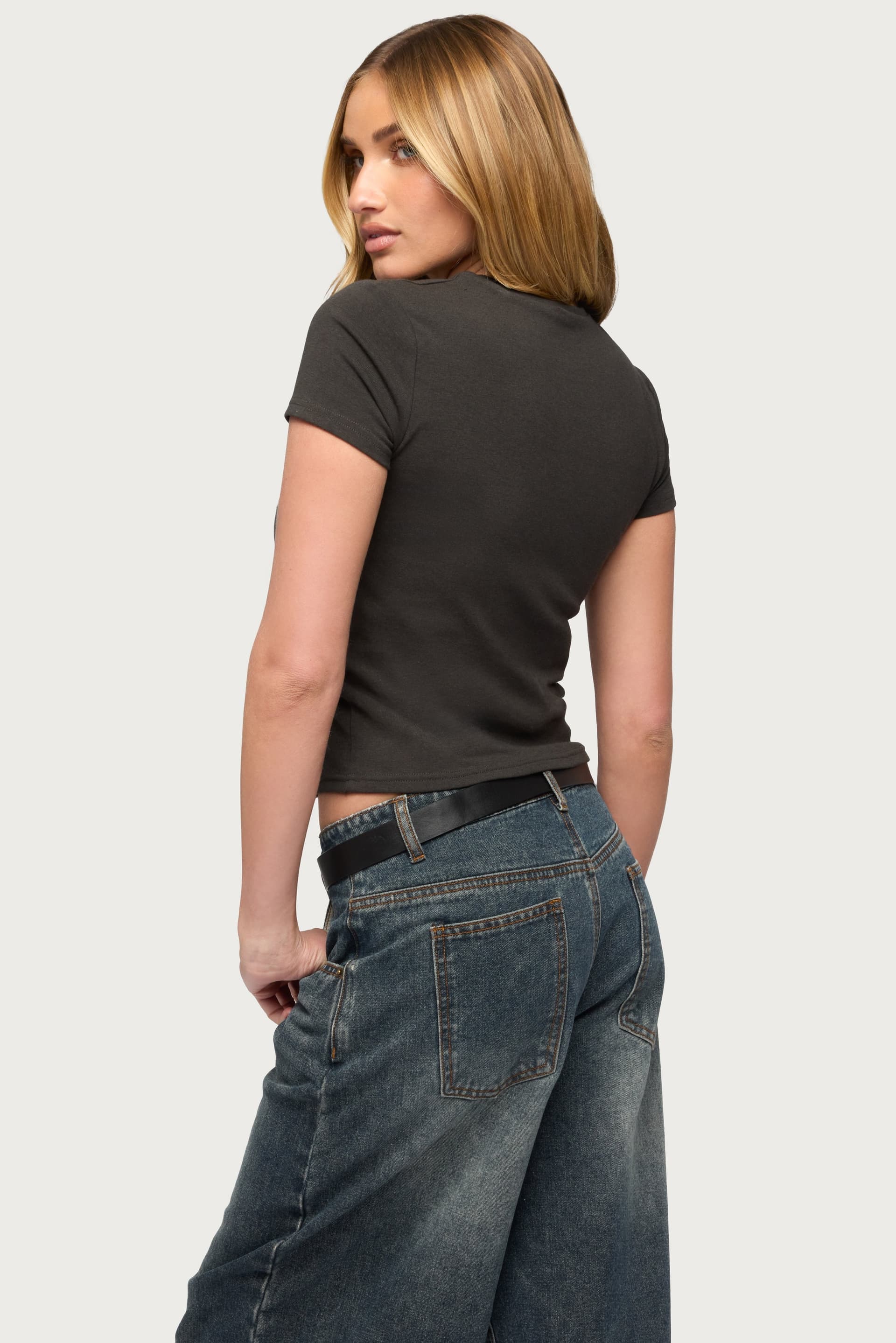 Aitana Grommet Stud T-Shirt - Cotton Rayon Spandex Top