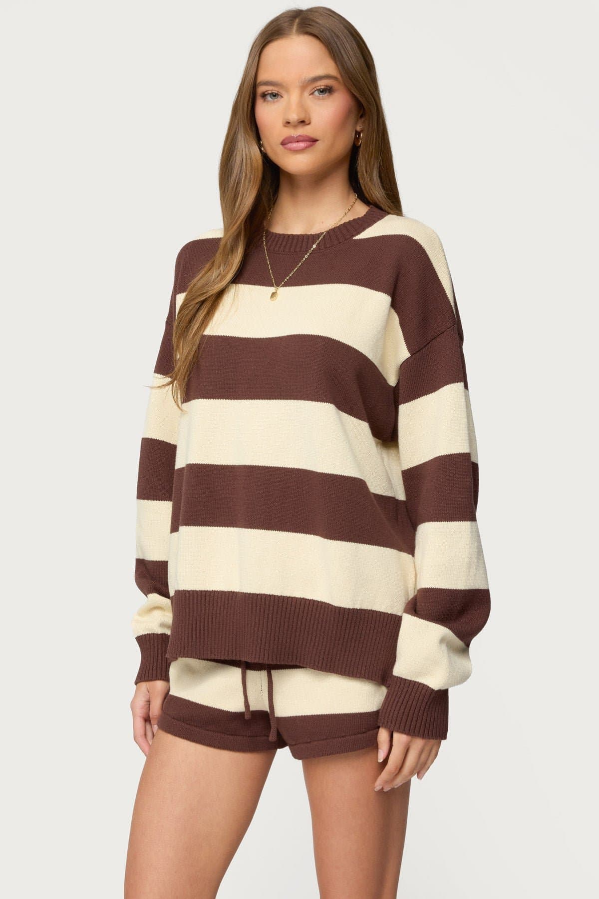 Riley Oversized Striped Sweater 100% Cotton Knit Matching Set