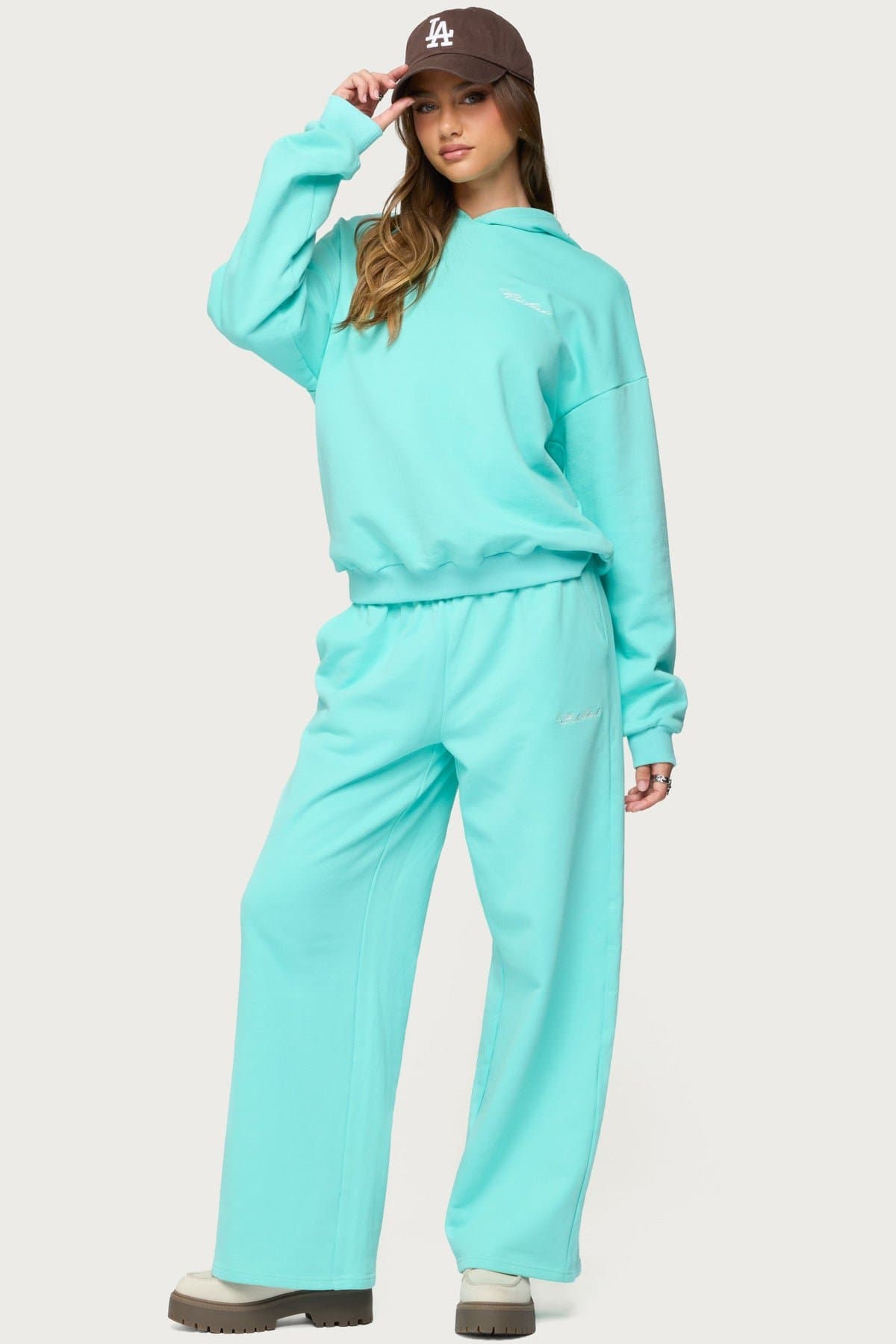 Only Edikted Oversized Hoodie - Cotton Polyester Embroidered Text