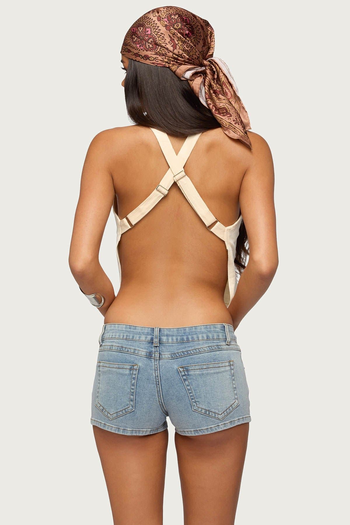 Nerida Crisscross Backless Top - 100% Cotton Adjustable Straps Open Back