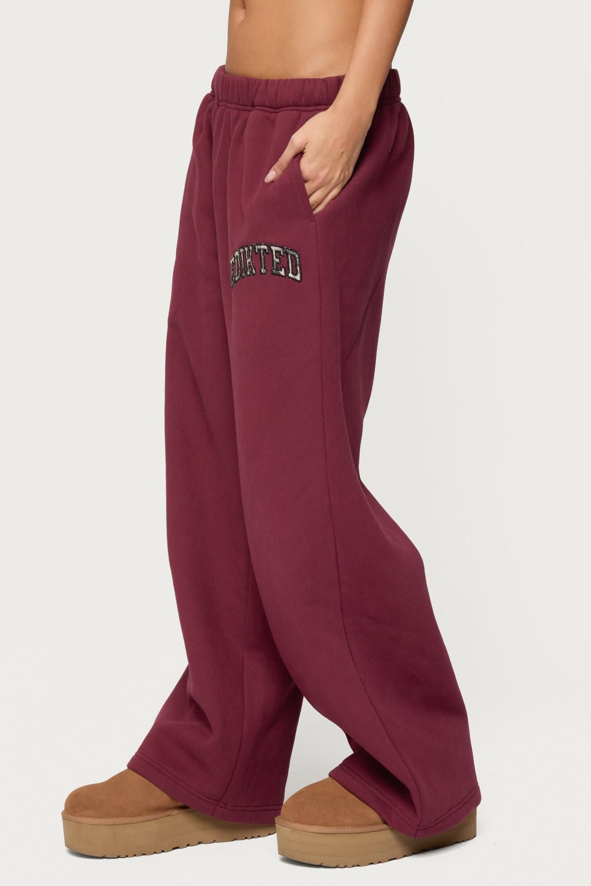 Camo Crush Edikted Sweatpants - Straight Leg Fit, Polyester Cotton, Camo Graphic Patch