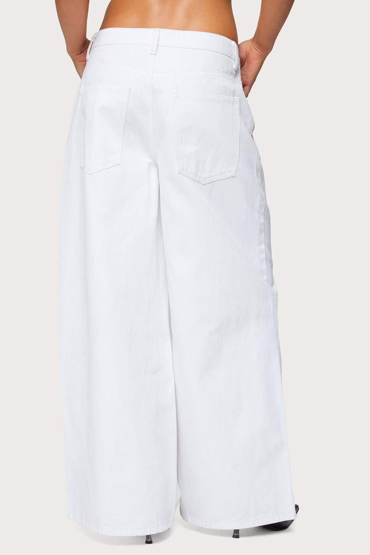 Skater Girl Washed Low Rise Baggy Jeans - 100% Cotton Oversized Fit