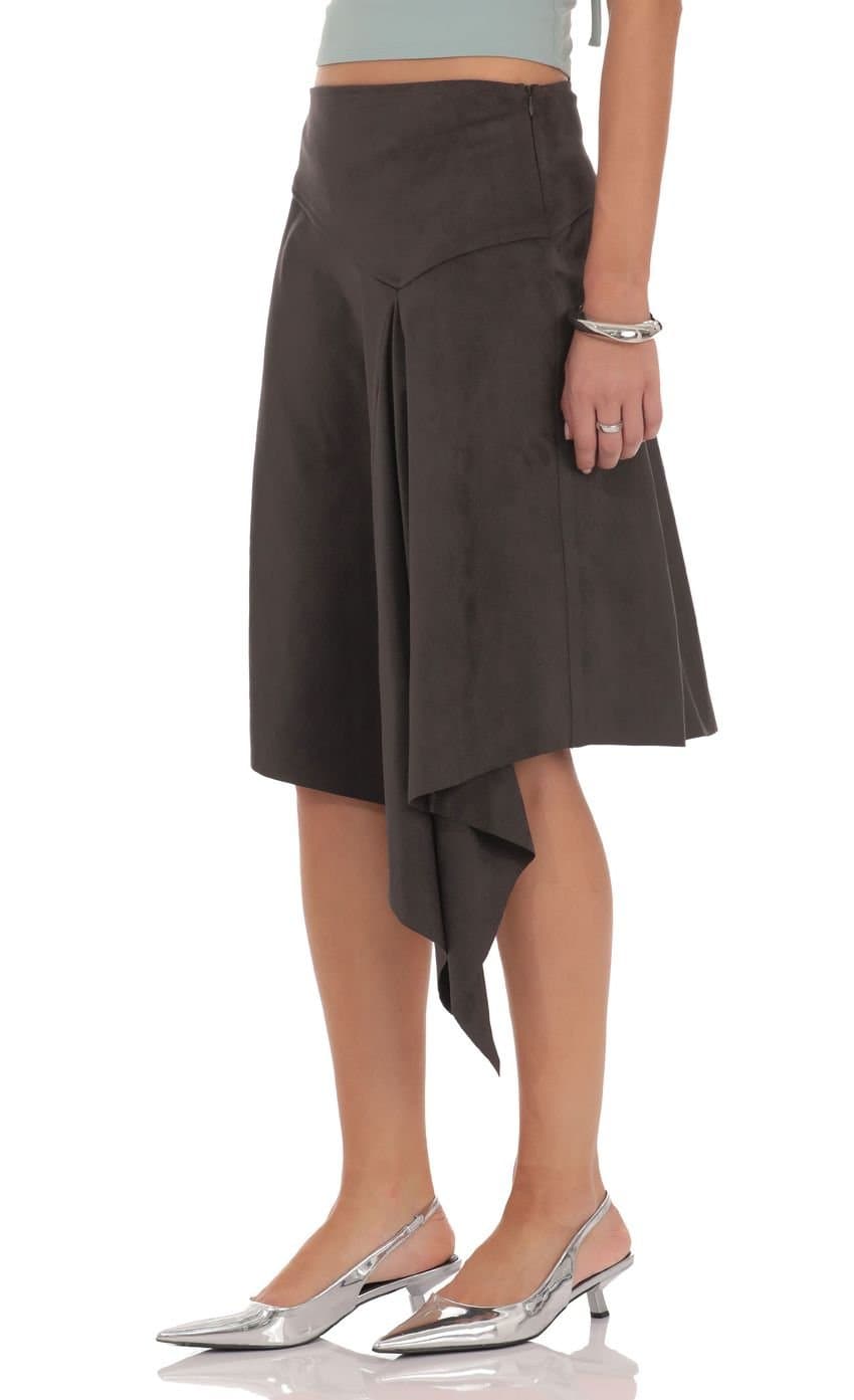 Lila Suede Midi Skirt