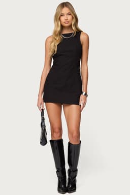 Macee Tailored Romper 100% Cotton Back Tie Detail Mini Length Inseam 1.2"