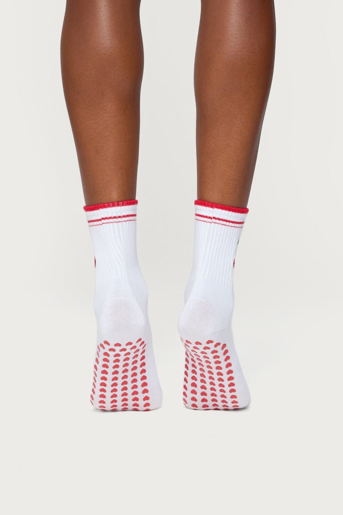 Pilates Cherry Grip Socks - Cotton Polyester Spandex Blend, 10.6 Inch Length