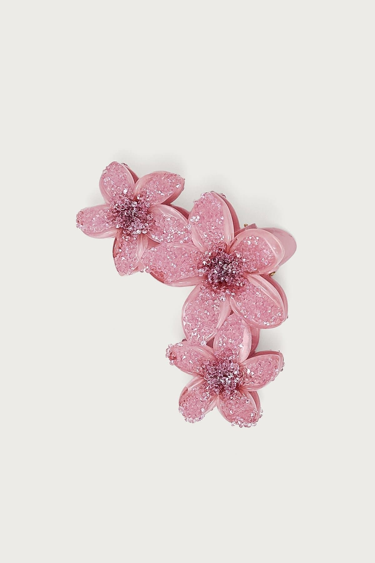 Faux Crystal Flower Hair Clip - 4.3 Inch Plastic Accessory