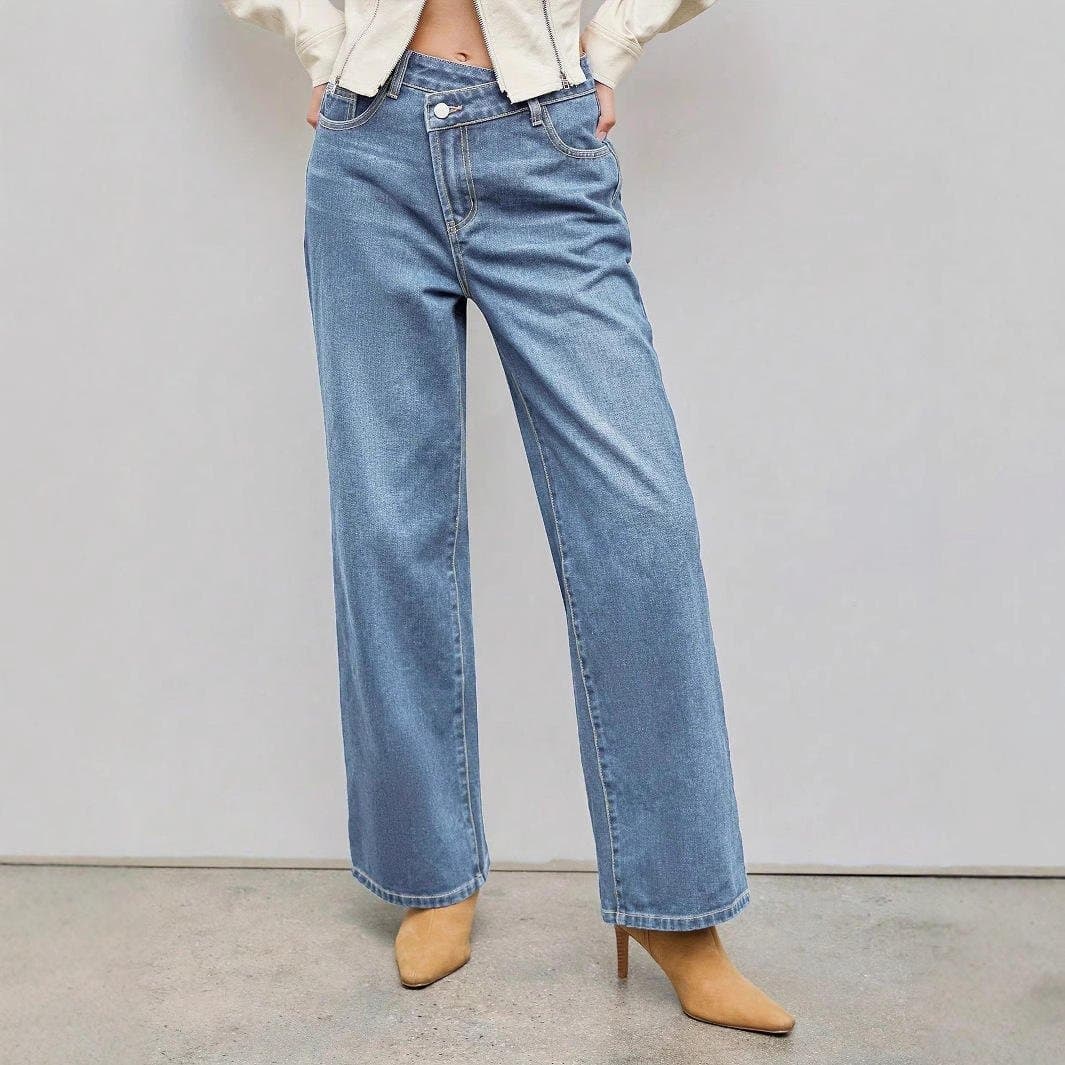 Wide Leg Straight Jeans – Women's Loose Fit Baggy Denim Trousers Y2K Street Style XS-2XL