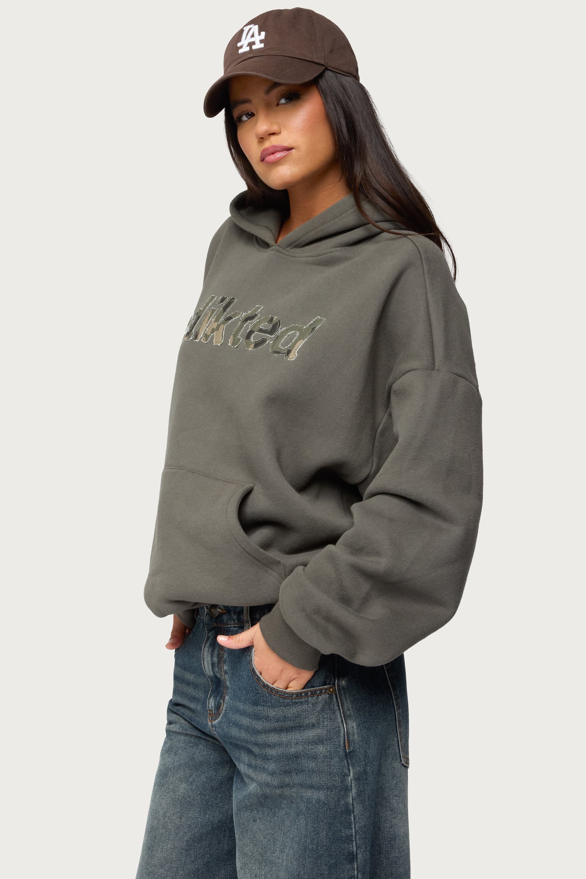 Camo Cutie Edikted Oversized Hoodie - Camo Graphic Polyester Cotton