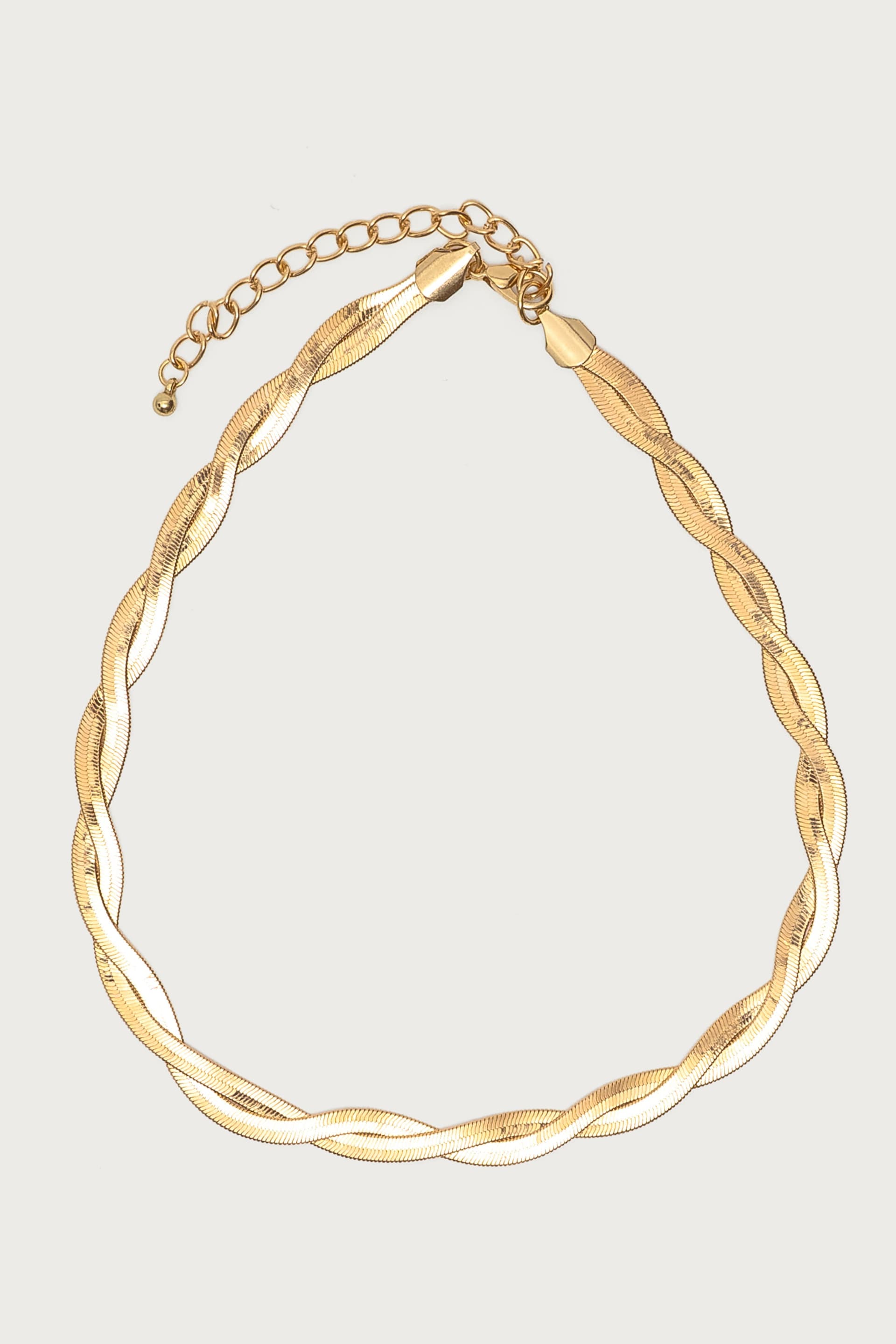 Twisted Chain Necklace Gold Tone Metal 15.6 Inch Length