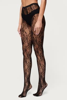 Lacey Fishnet Tights - Cotton Spandex Fishnet Fabric, Length 26.4in Width 9.8in