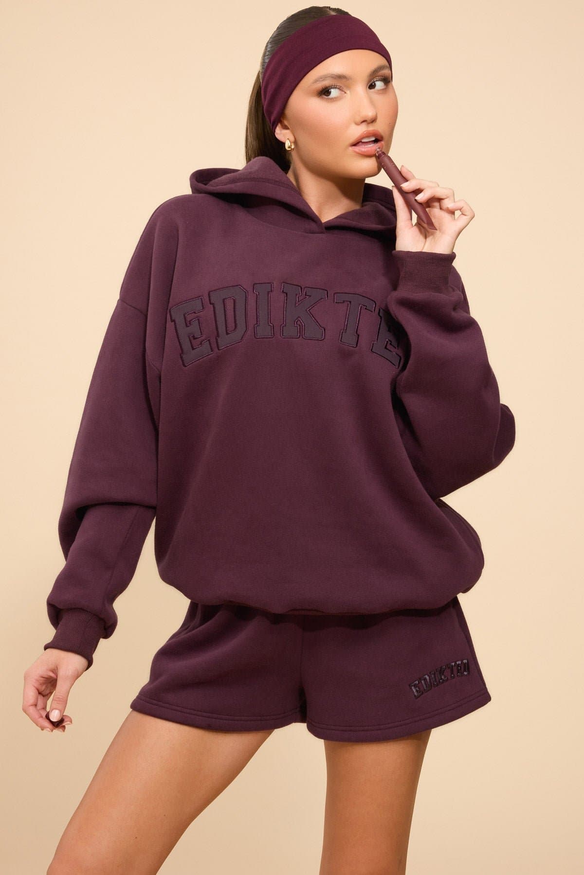 Edikted Girl Graphic Hoodie - Cotton Polyester Matching Set Pullover