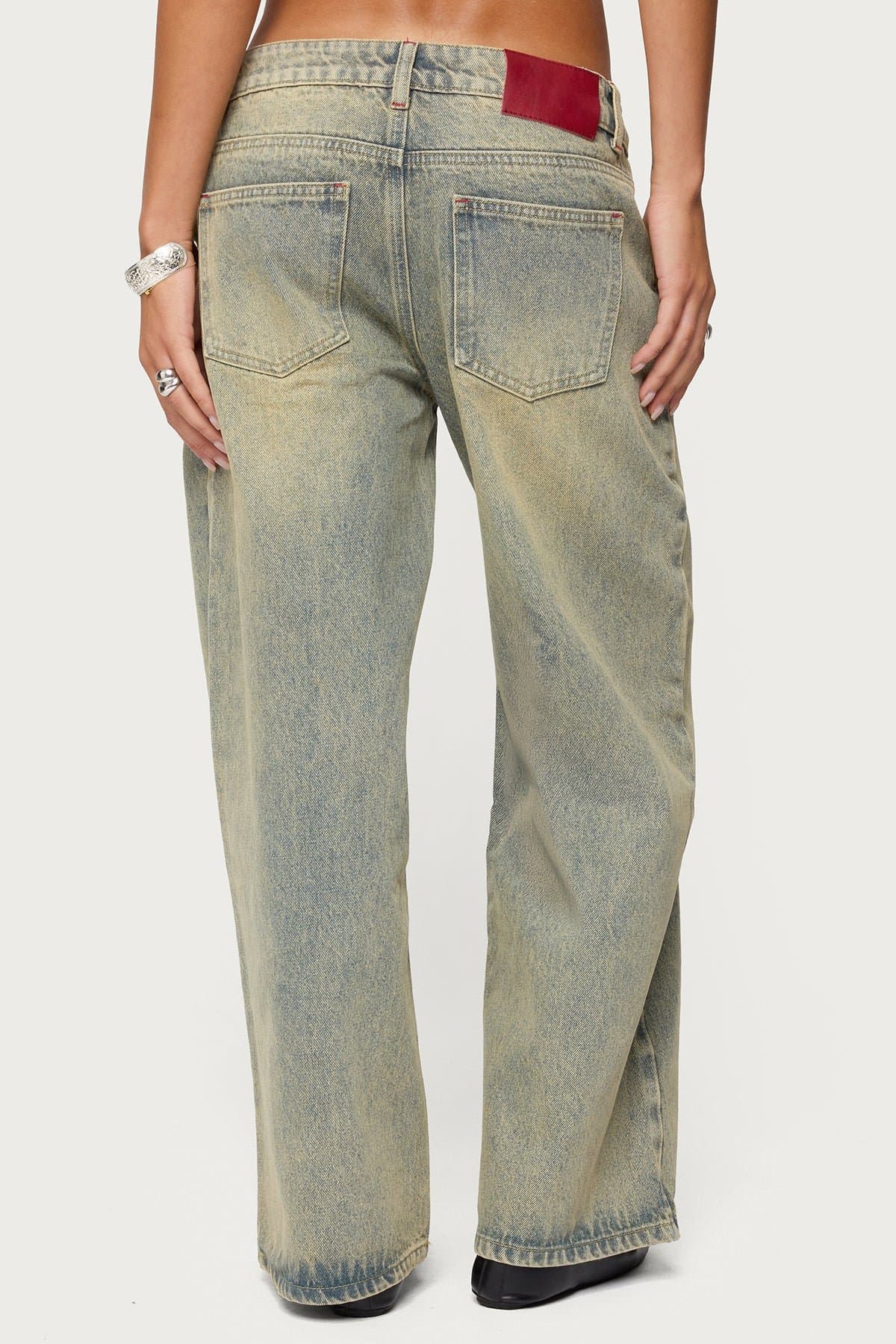 Petite Ace Low Rise Baggy Jeans - Rigid Cotton Denim, Contrast Stitch, 28.3" Inseam Size S