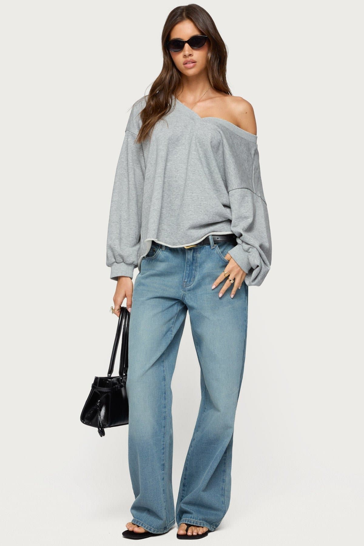 Winfred Oversized V Neck Sweatshirt - Cotton Polyester Blend
