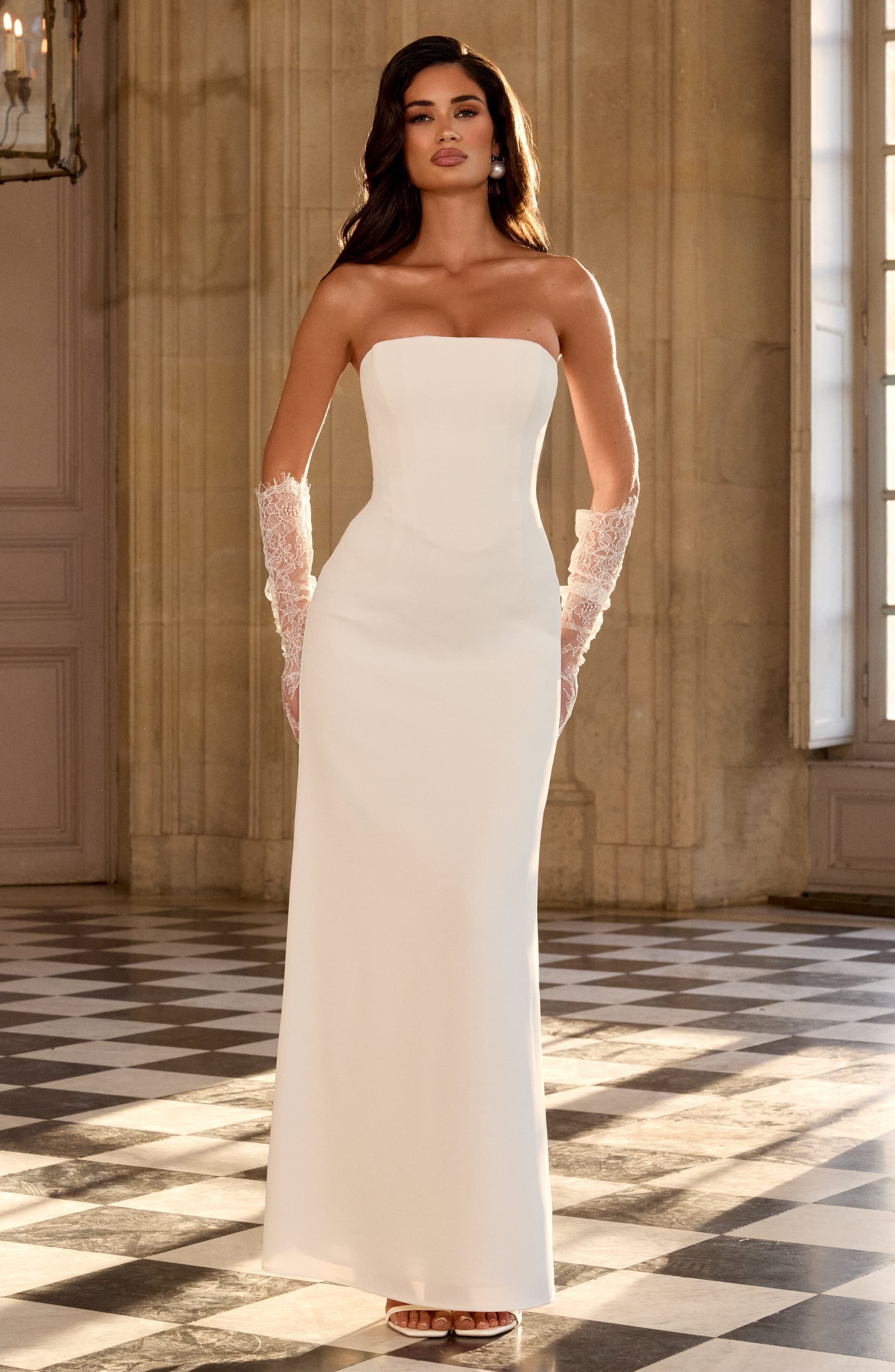 Irmina Maxi Dress in Ivory - Strapless Crepe Bridal Maxi Dress