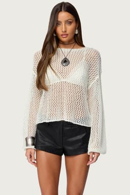 Charlise Open Knit Sequin Top - Acrylic Fabric