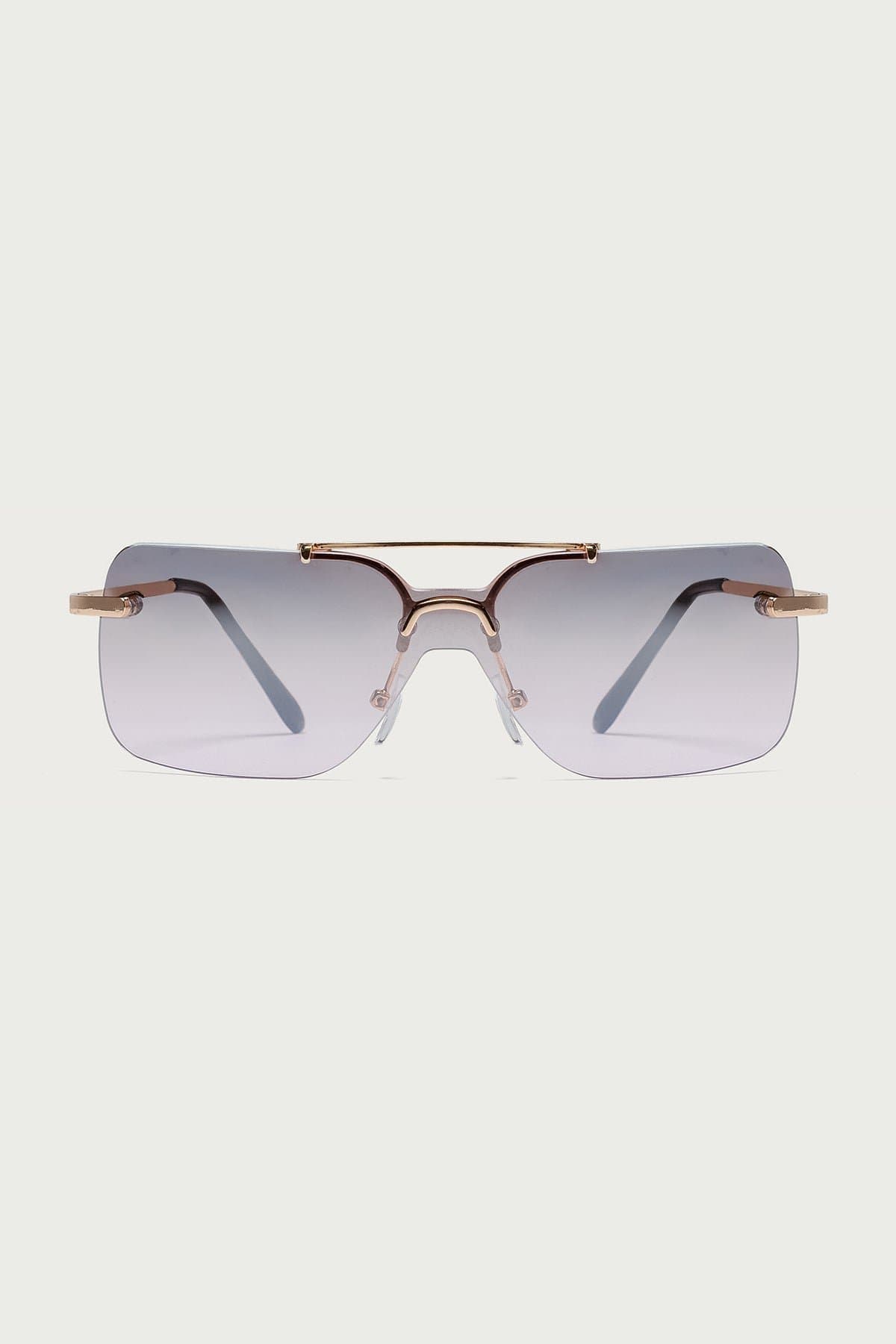 Maddy Square Sunglasses - Gold Tone Metal Frame UV Protected Polycarbonate Lenses