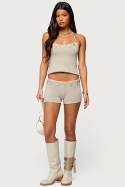 Nicca Iridescent Knit Shorts - Cotton Metallic Fiber Matching Set Size S Inseam 1.8"