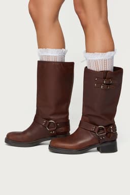 Sheer Lace Socks with Bow Detail - Nylon Spandex