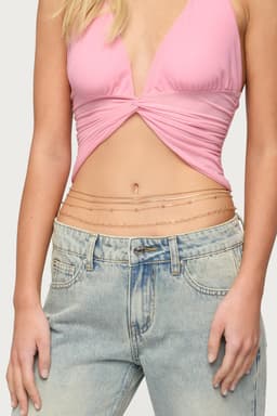 Belly Chain Variety Pack of 4 Gold Tone Metal Chains 40.2 Inch Length