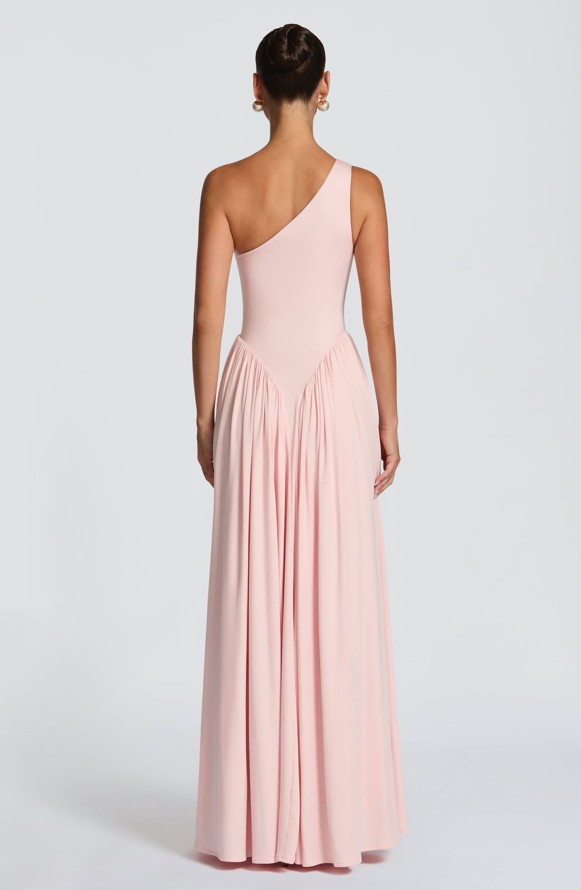 Vespera Maxi Dress in Soft Blush - One Shoulder Modal Jersey Gown