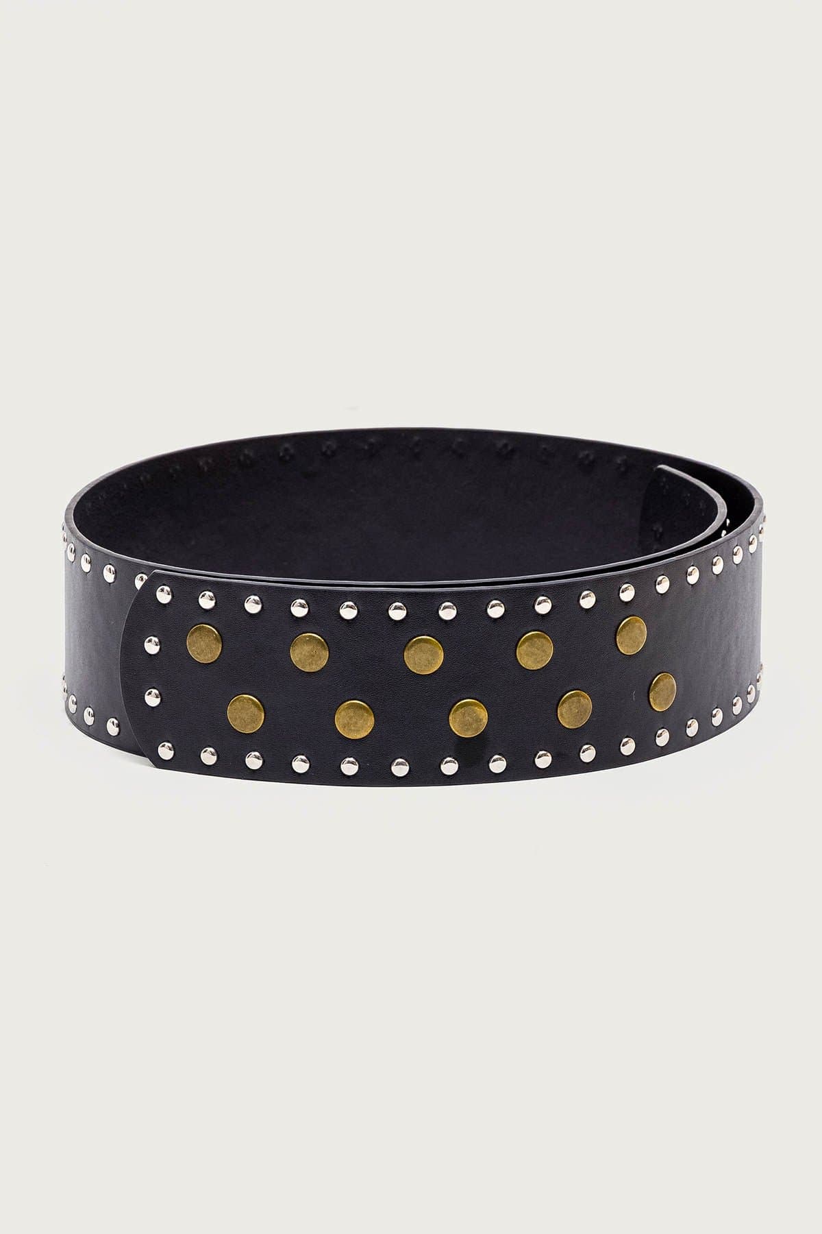 Mixed Studded Belt - Polyurethane with Mix Tone Metal Studs, 43.7 Inch Length
