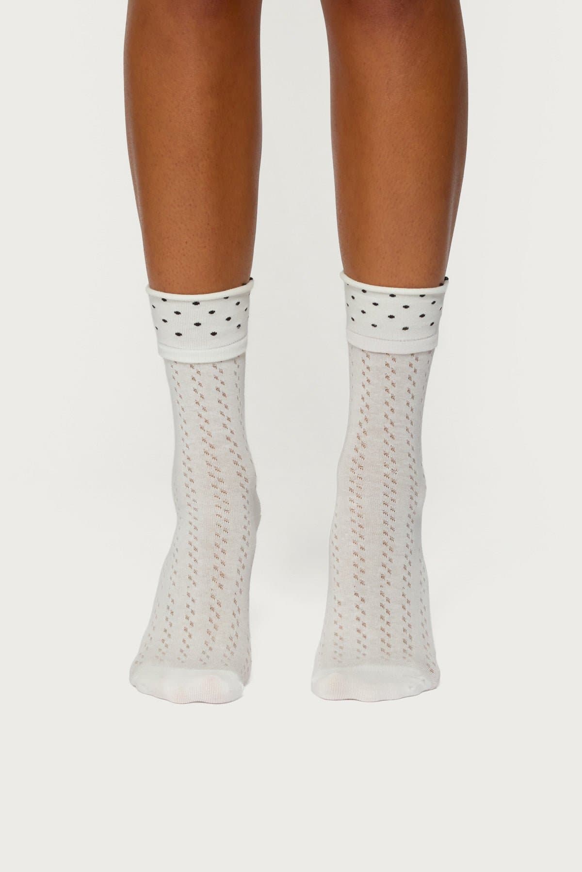 Pointelle Polka Dot Socks - Cotton Polyester Spandex Blend, 12.2 Inch Length