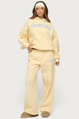 Edikted Lover Wide Leg Sweatpants with Gingham Graphic Patch