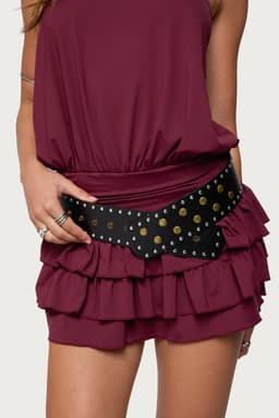 Mixed Studded Belt - Polyurethane with Mix Tone Metal Studs, 43.7 Inch Length