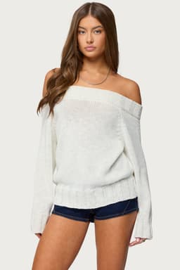 Noemi Off Shoulder Sweater Knit Polyester Women's Top Size S