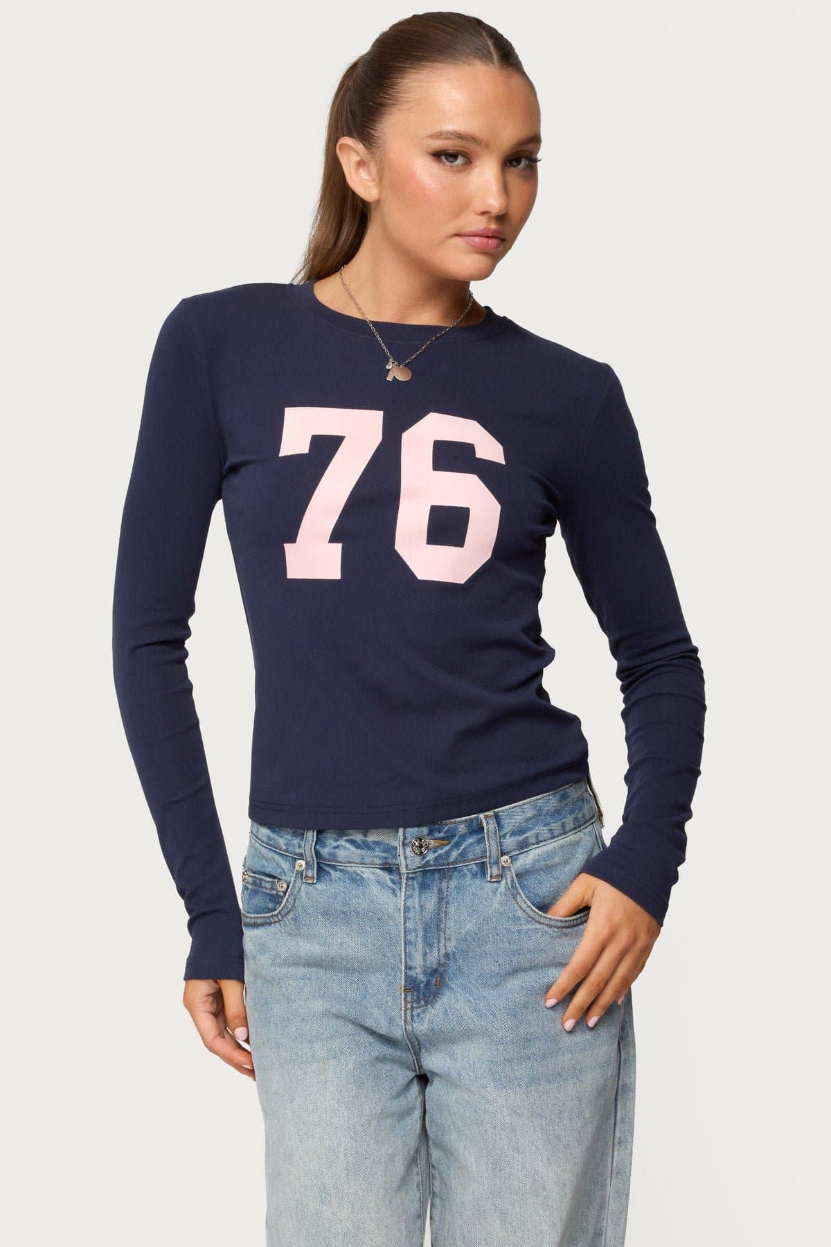 76 Long Sleeve Graphic T-Shirt - Cotton Spandex Unisex