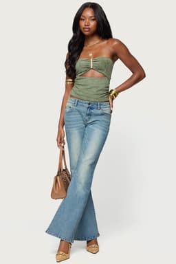 Jenni Washed Low Rise Flared Jeans - Stretchy Cotton Spandex Denim
