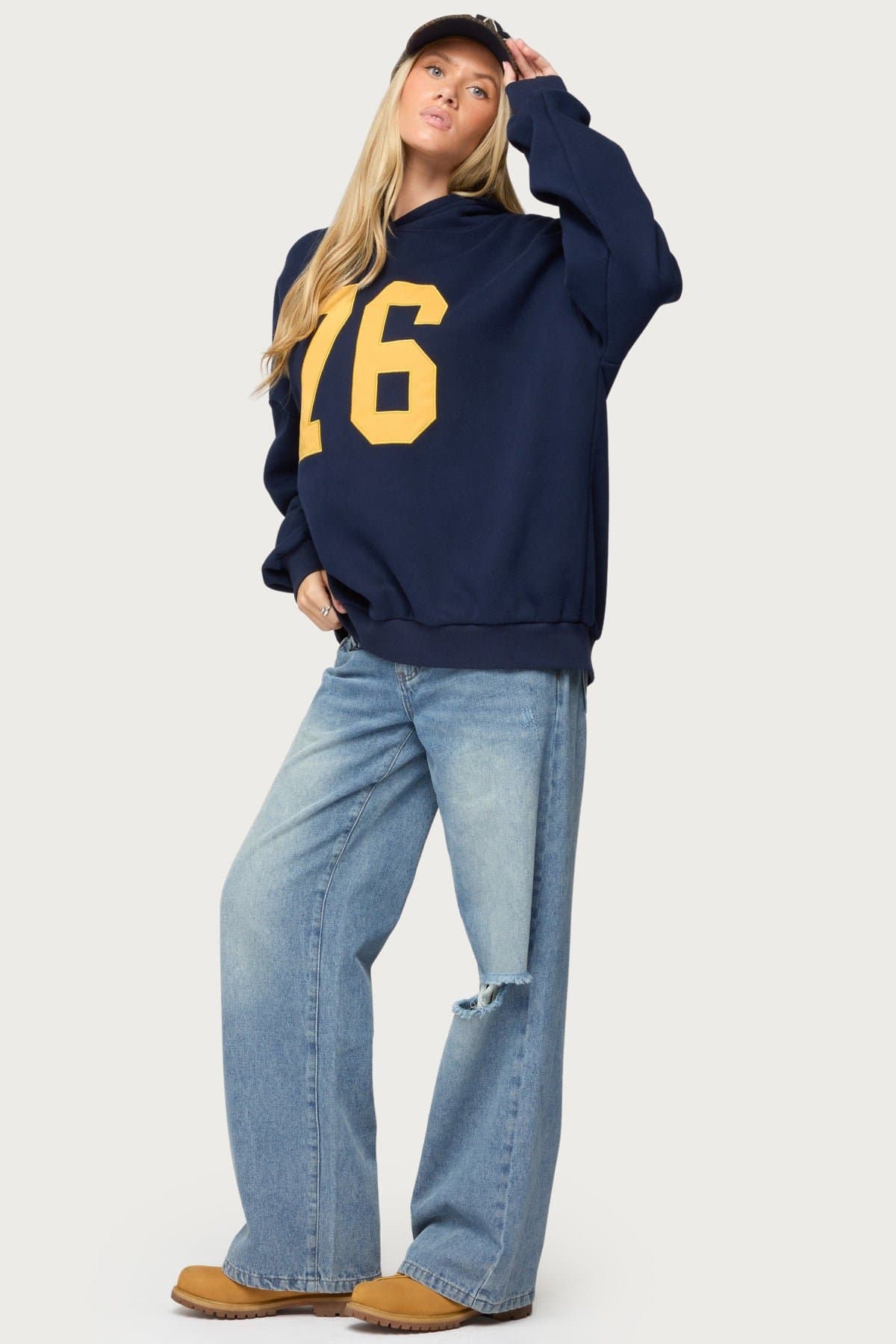 Rhyan 76 Oversized Hoodie - Polyester Cotton Graphic Patch Unisex Fit